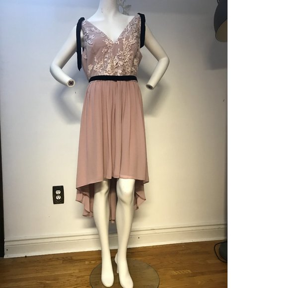 Le Chateau PLUS SIZE Dusty Rose Blush Pink Wedding Asymmetrical Summer Dress NWT - Picture 3 of 11